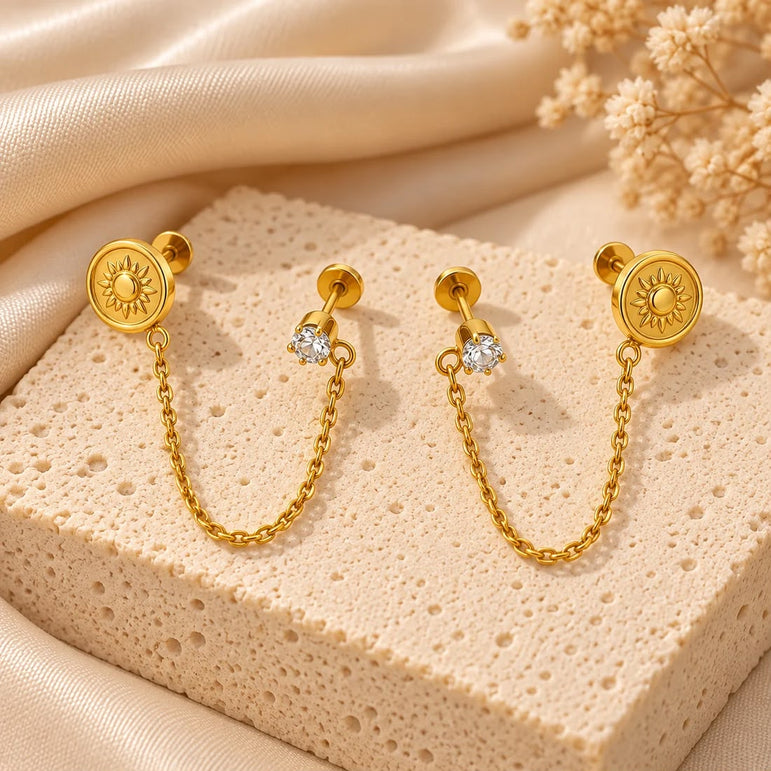 Dual Piercing Diamond Style Earrings