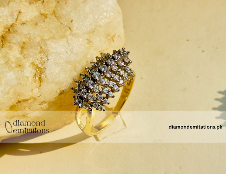 24k Gold plated studded stone ring