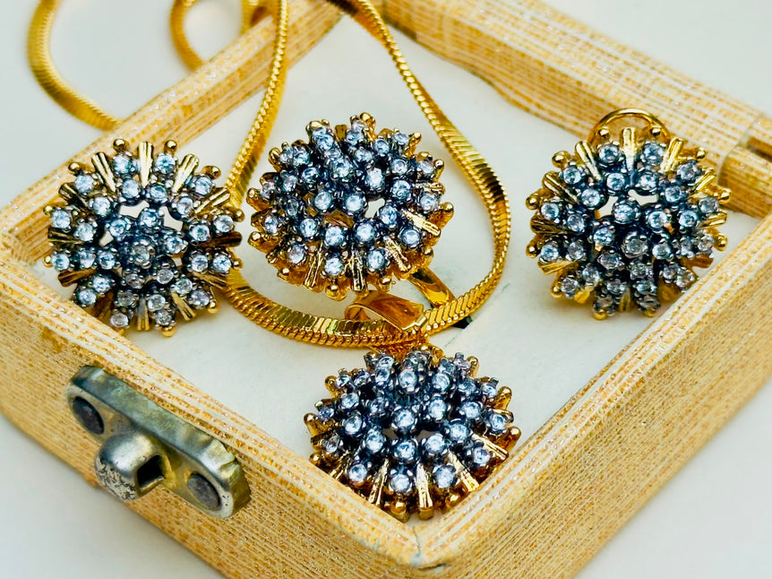 22k Gold Plated Diamond cut Pendant Set