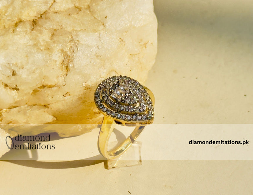 Gold plated studded stone ring