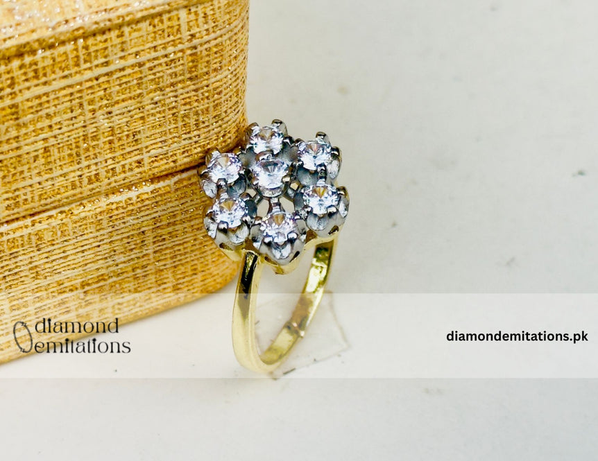 Gold plated studded stone ring