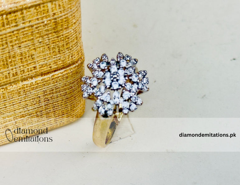24k Gold plated studded stone ring