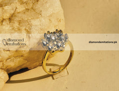 Gold plated studded stone ring