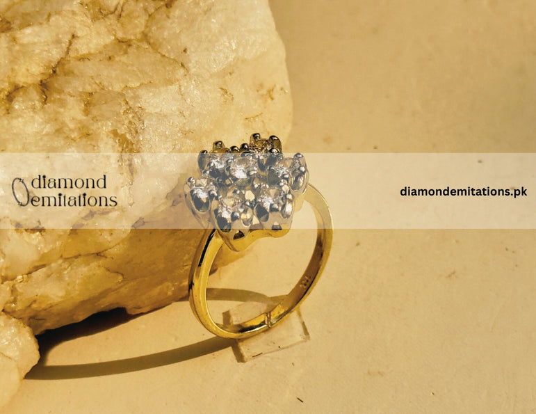 24k Gold plated studded stone ring