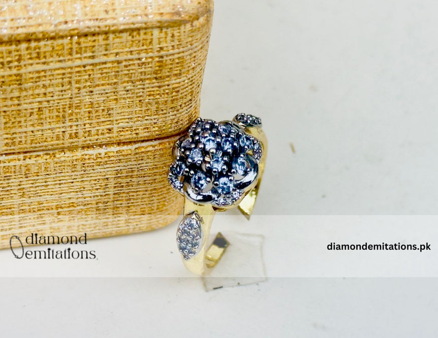 Gold plated studded stone ring