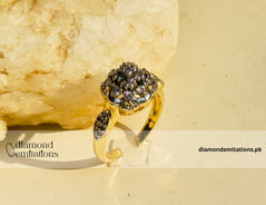 Gold plated studded stone ring