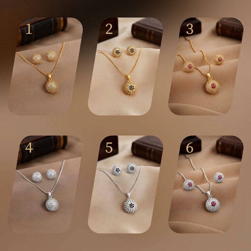 Goldplated Diamond Cut Imported Pendant Set
