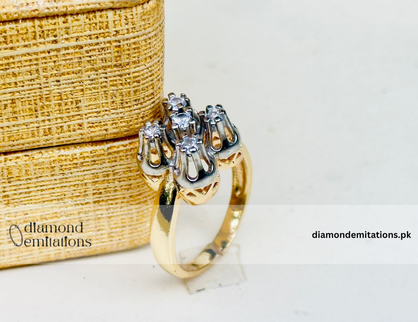 Gold plated studded stone ring