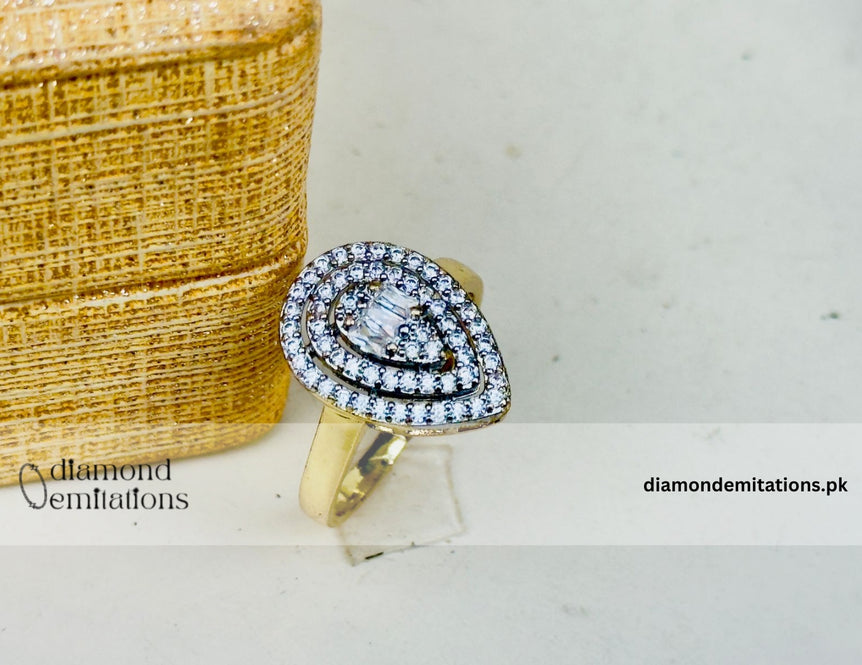 Gold plated studded stone ring