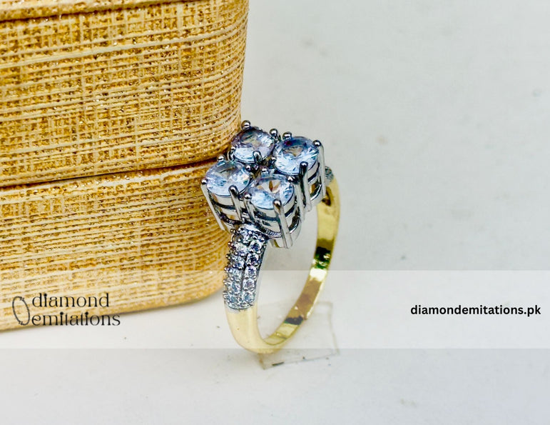24k Gold plated studded stone ring