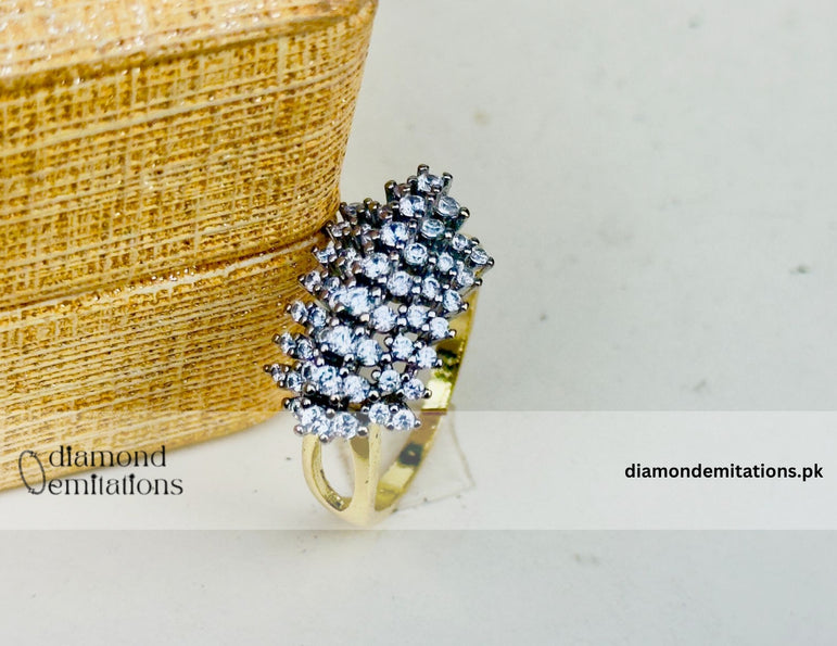 24k Gold plated studded stone ring