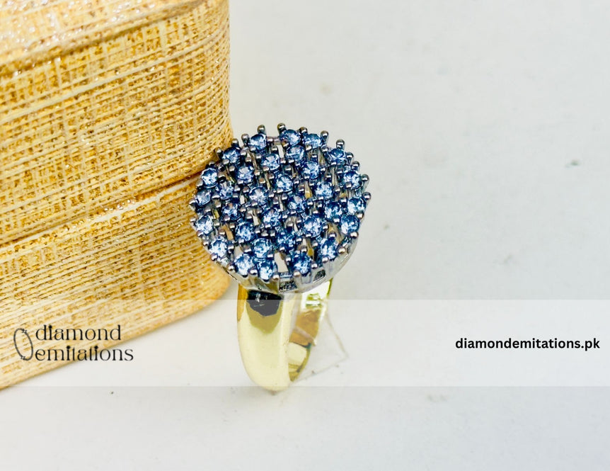 Gold plated studded stone ring