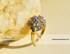 Gold plated studded stone ring