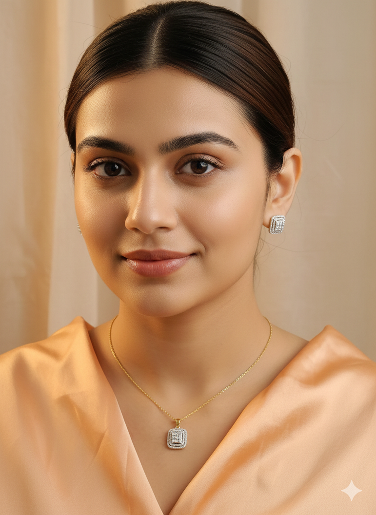 Diamond cut zircon set