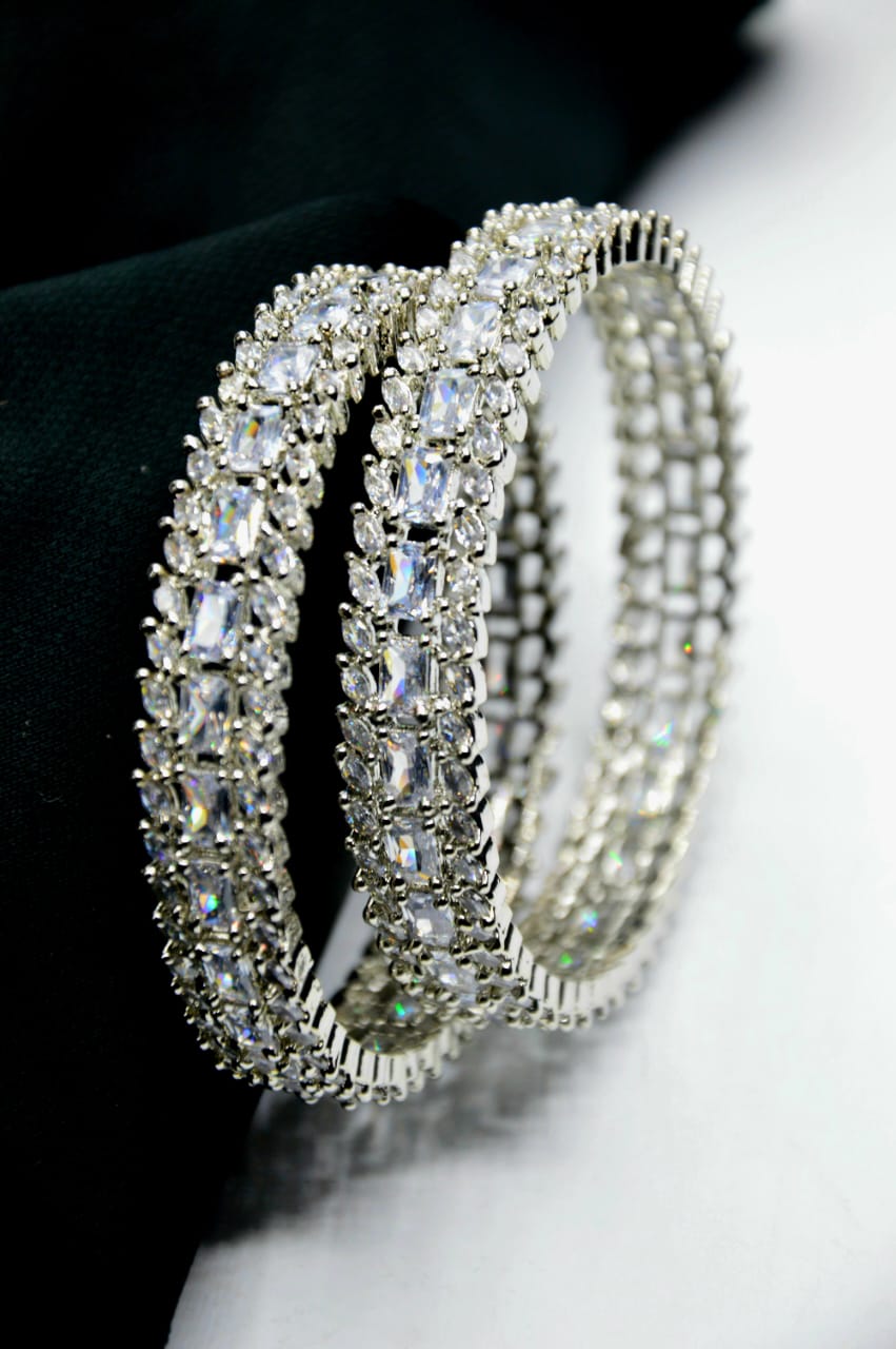 Rhodium plated bangles