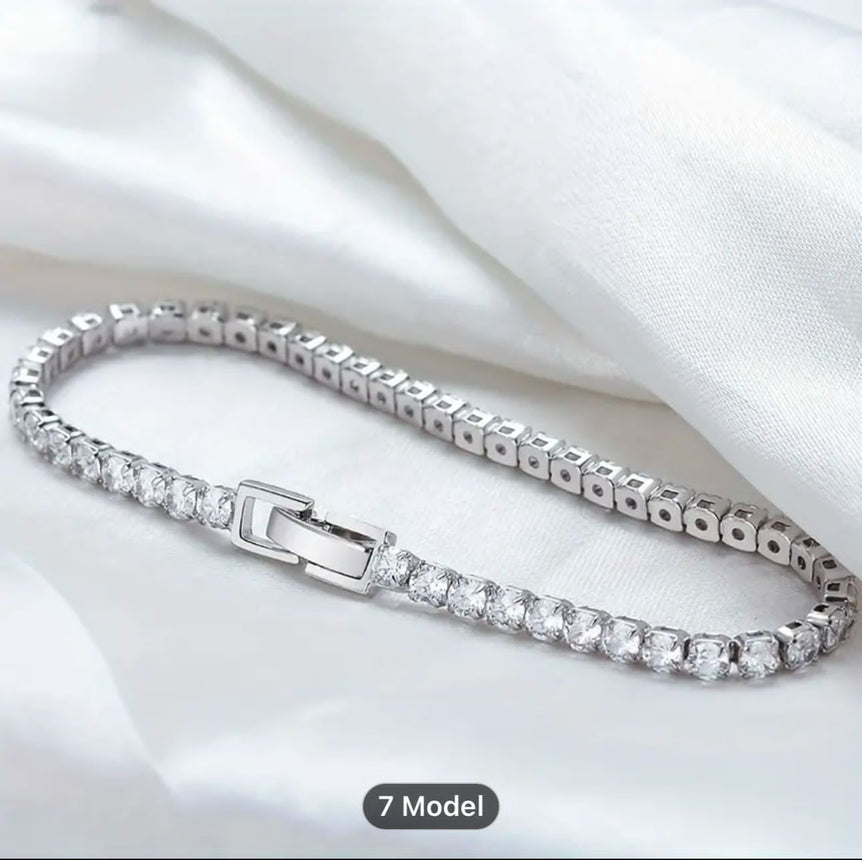 Rhodium Plated Zircon Bracelet