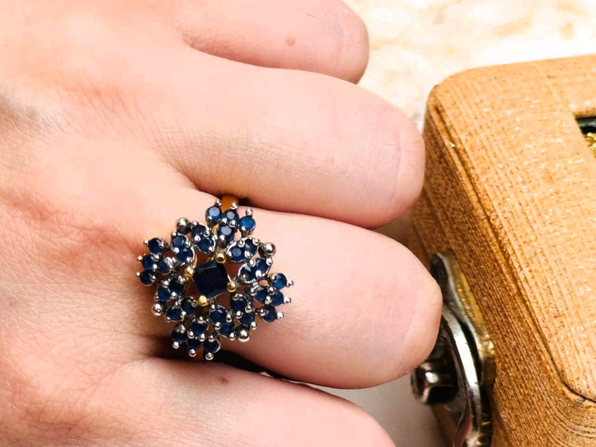 Gold plated hand made studded stone ring