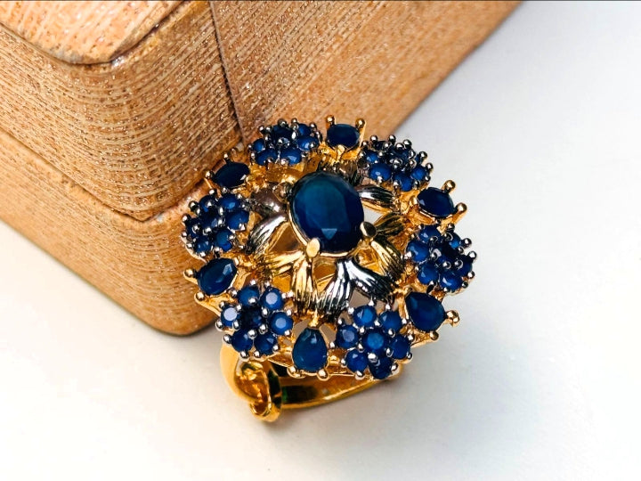 Gold plated hand made studded stone ring