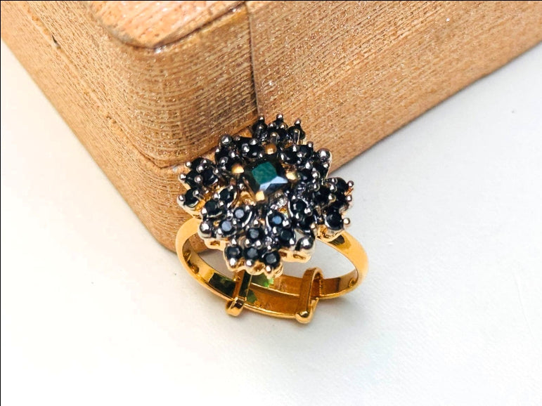 Gold plated hand made studded stone ring