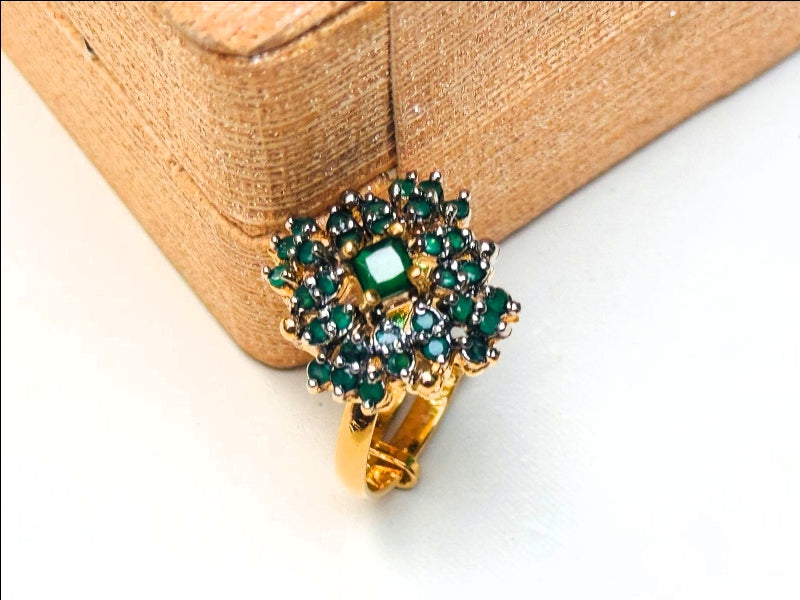 Gold plated hand made studded stone ring