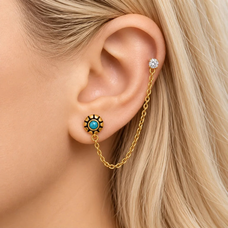 Dual Piercing Diamond Style Earrings