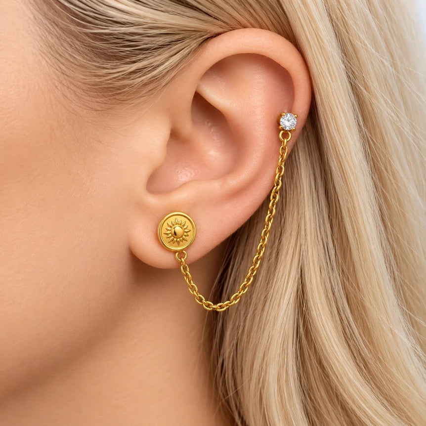 Dual Piercing Diamond Style Earrings