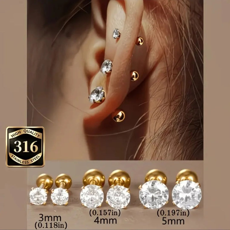 Goldplated Imported Earstuds(3 pairs)