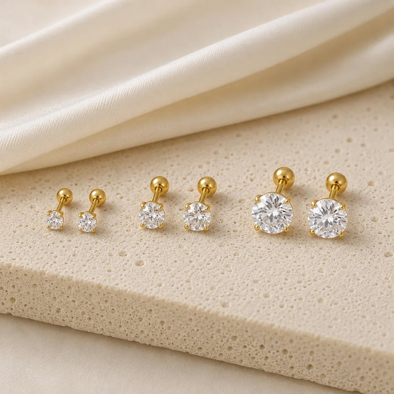 Goldplated Imported Earstuds(3 pairs)