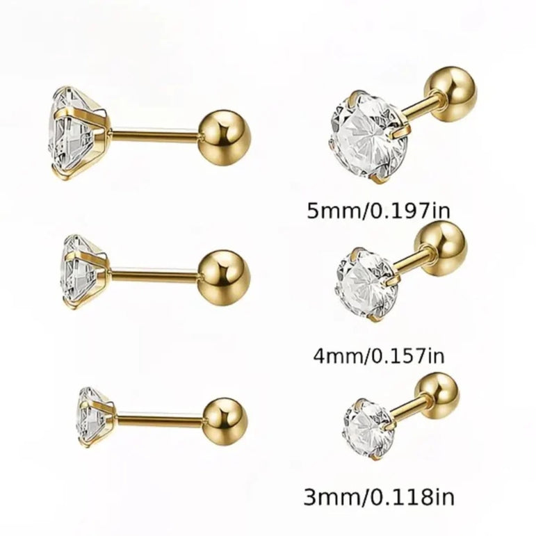Goldplated Imported Earstuds(3 pairs)