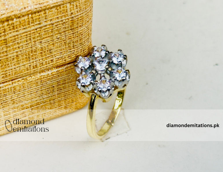 Gold plated studded stone ring