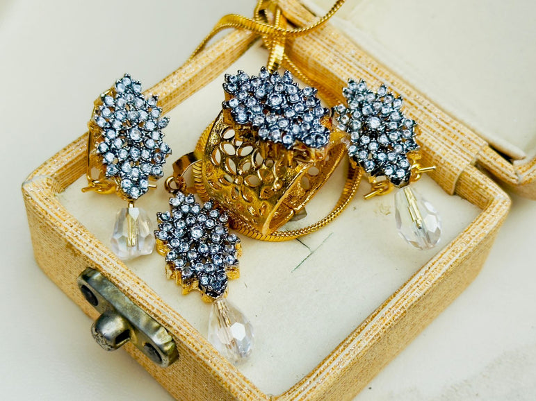 22k Gold Plated Diamond cut Pendant Set