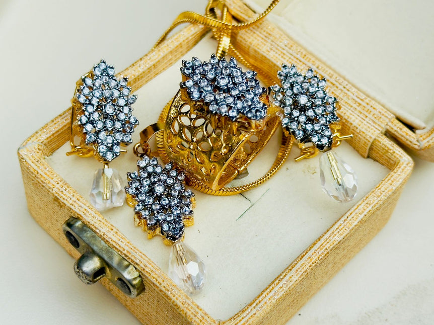 22k Gold Plated Diamond cut Pendant Set