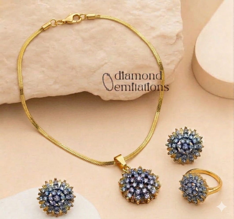 22k Gold Plated Diamond cut Pendant Set