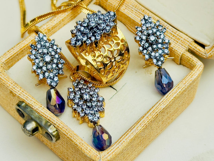 22k Gold Plated Diamond cut Pendant Set