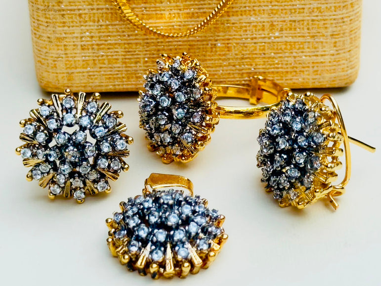 22k Gold Plated Diamond cut Pendant Set