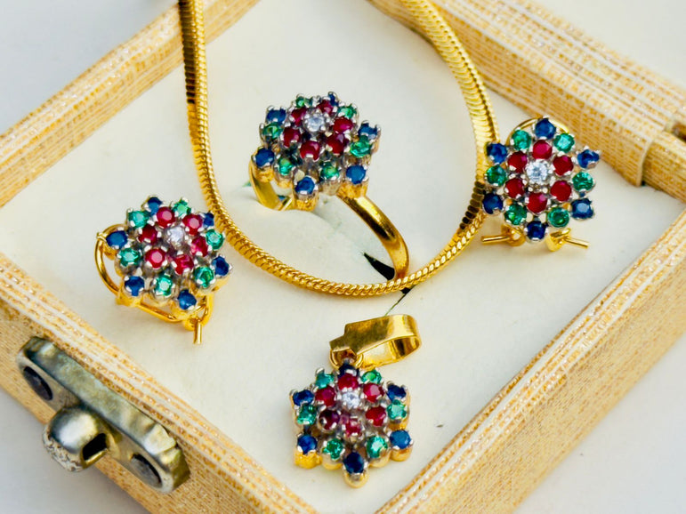 22k Gold Plated Diamond cut Pendant Set
