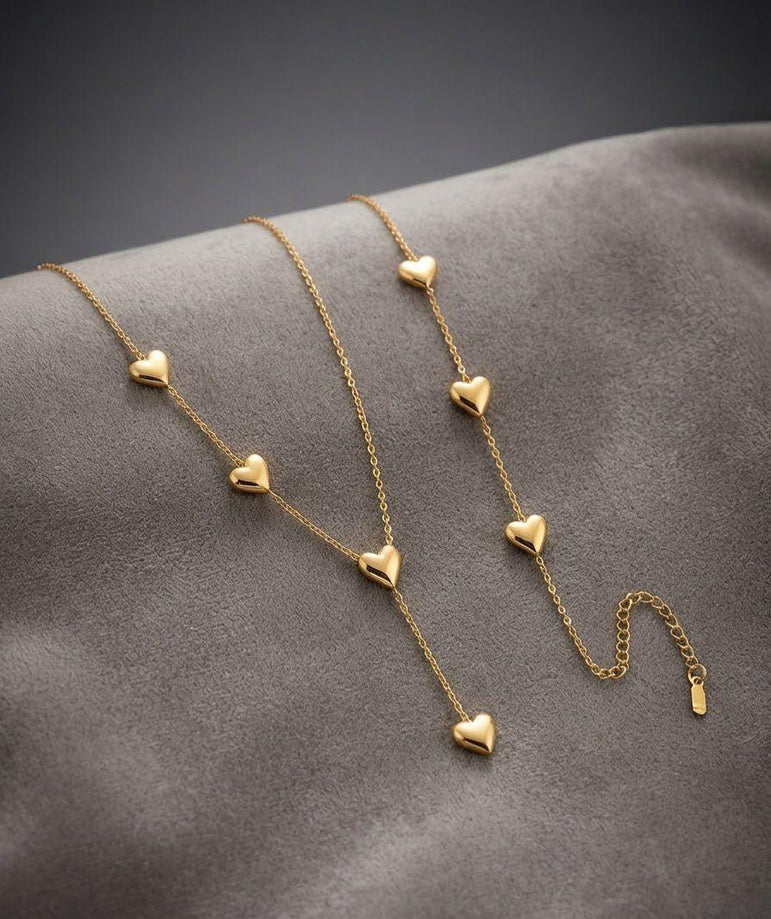 Goldplated Imported heart chain and bracelet