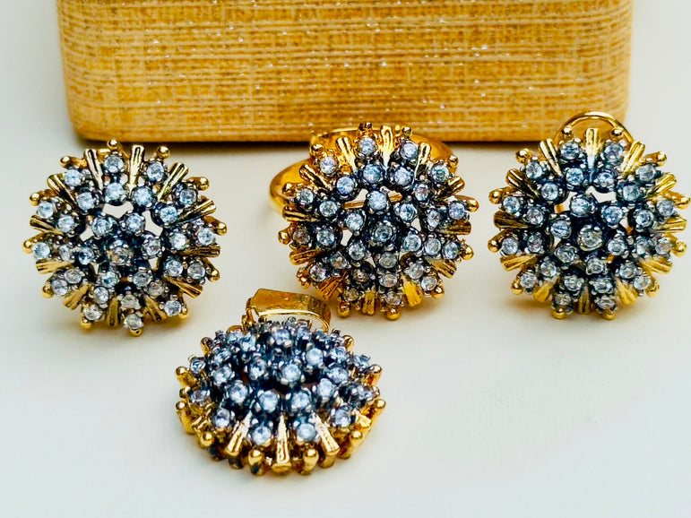 22k Gold Plated Diamond cut Pendant Set