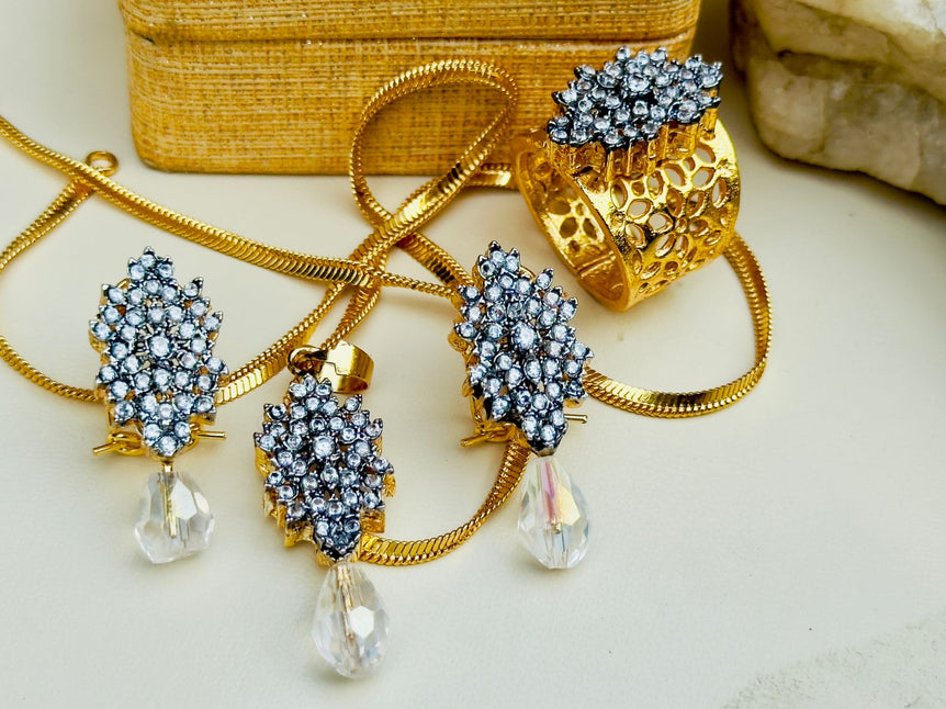 22k Gold Plated Diamond cut Pendant Set