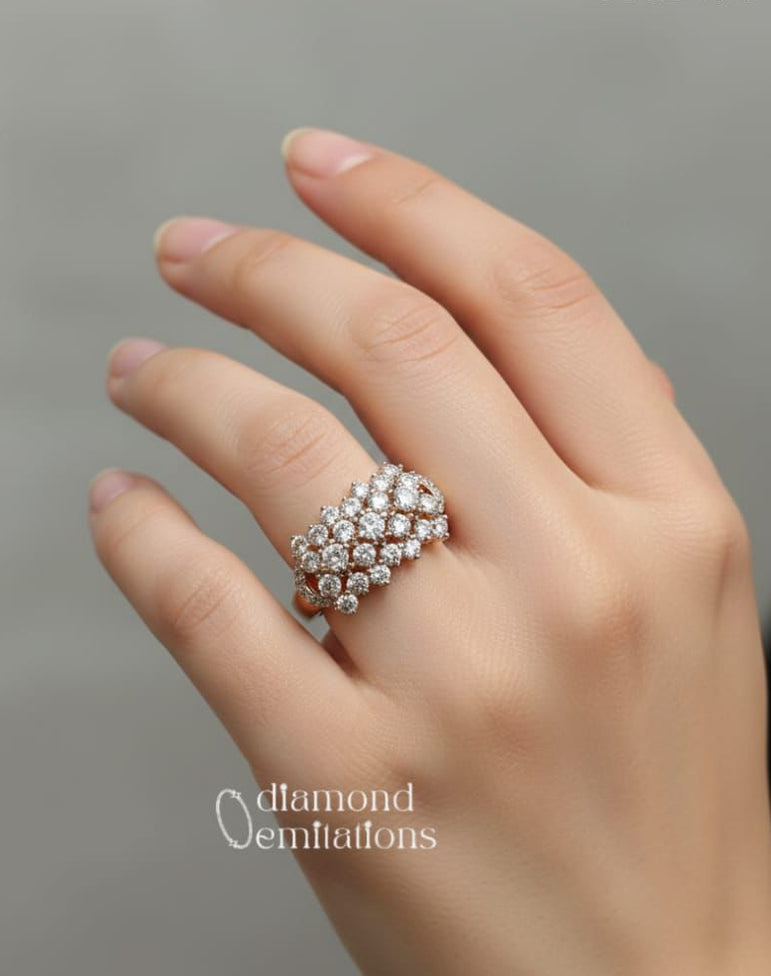 Gold plated studded stone ring