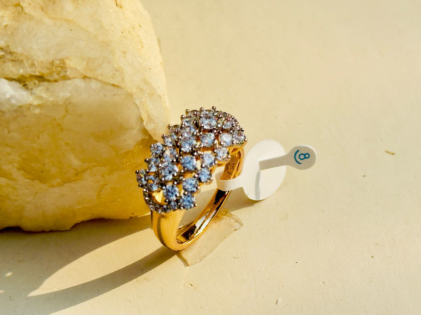 Gold plated studded stone ring