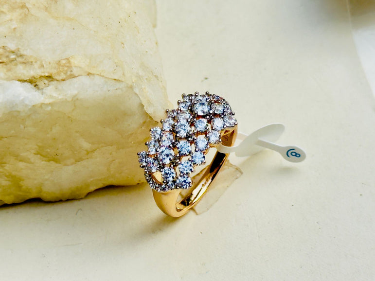 Gold plated studded stone ring
