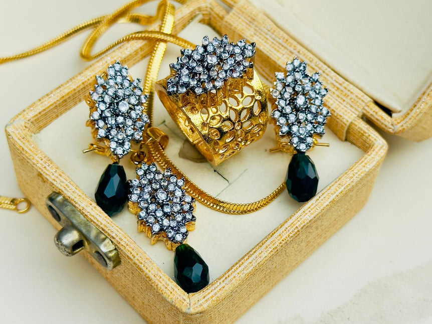 22k Gold Plated Diamond cut Pendant Set