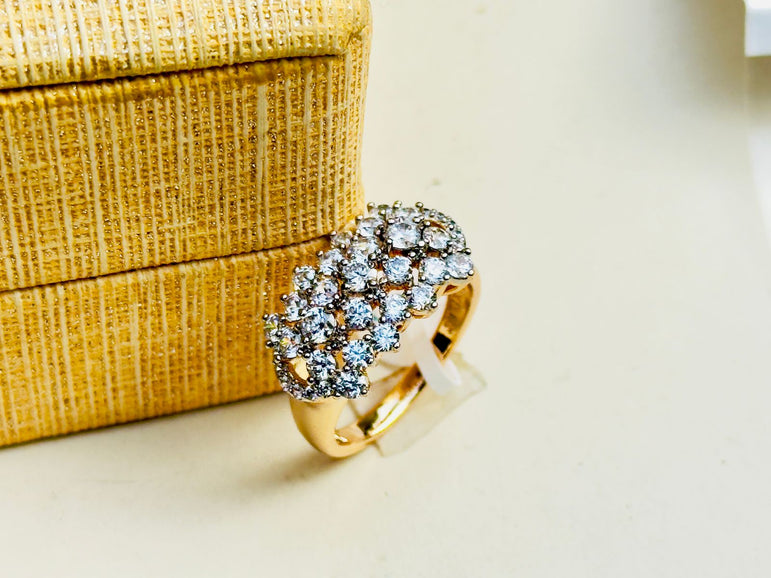 Gold plated studded stone ring