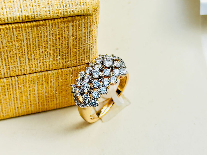 Gold plated studded stone ring